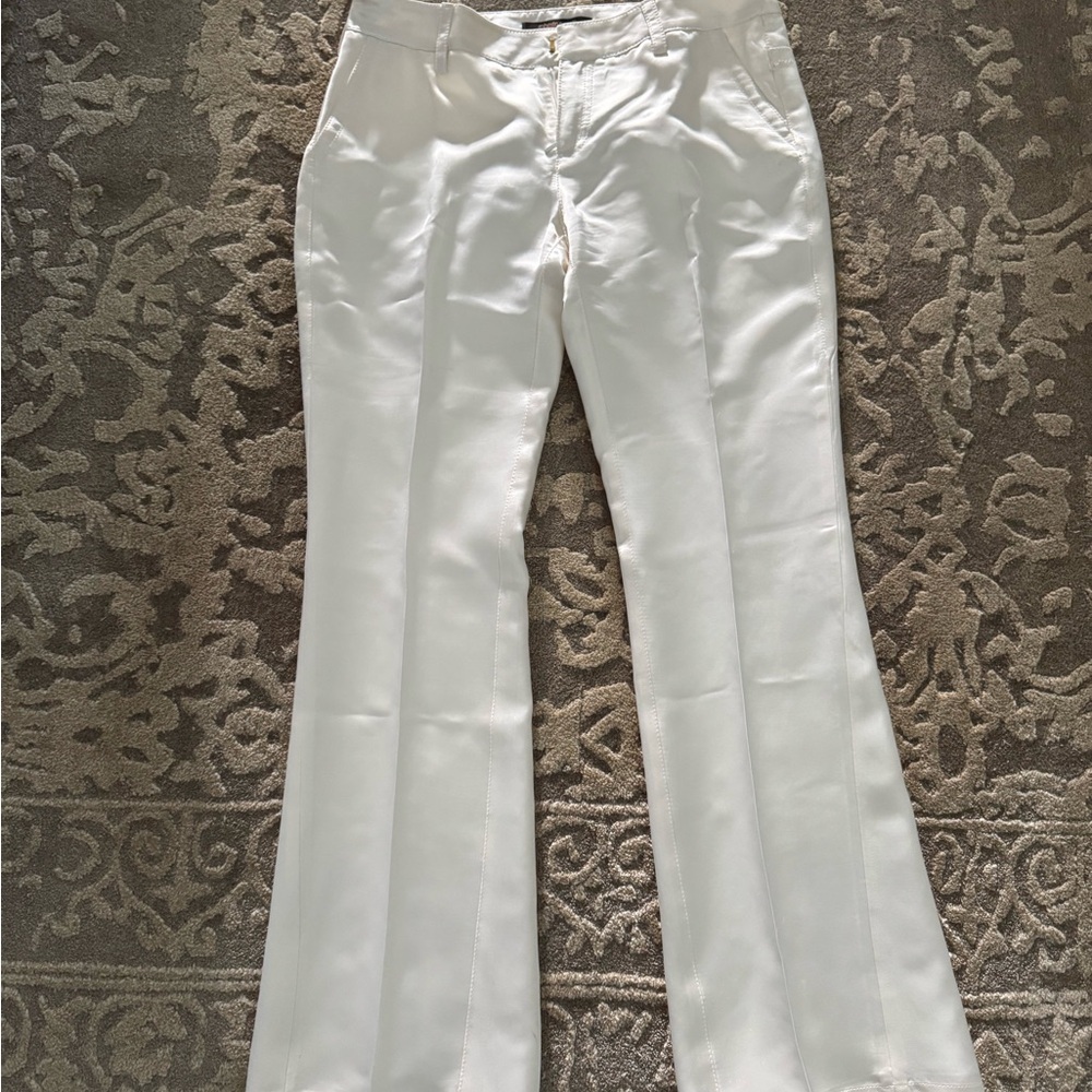 Roberto Cavalli Ivory Satin Trousers
